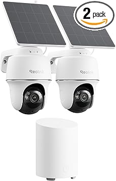 REOLINK 5MP Solar Security Cameras Wireless Outdoor, 360° Pan Tilt Auto-Tracking, Smart AI Detection, Up to 1TB Local Storage, 2.4/5GHz Dual-Band WiFi, Home Hub Mini with 2X Argus PT + Solar Panel