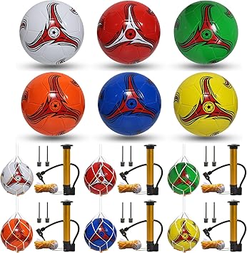 Youlina 6 Pack Operation Deflated Christmas Soccer Ball with Pump,Bulk Soccer Balls,Classic Soccer Balls with Mesh Sport Bag Pump Needle for Shoebox Gift Fillers Charity Donations