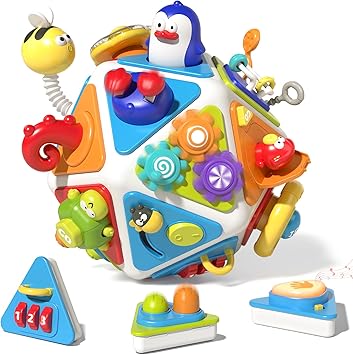 20-in-1 Toddler Busy Board Cube Toys, Early Educational Montessori Sensory Toy for Toddler 1-3, Montessori Toys for 1 2 Year Old Boys Girls Kids, Travel Toy Gifts for 1 2 Year Old Boy Girl
