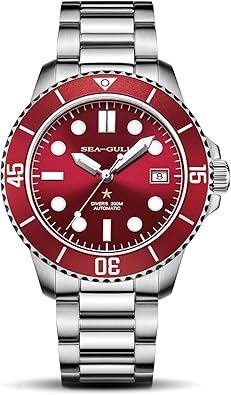 SEA-GULL Men's Automatic Mechanical Diving Watch, 200m Waterproof Business Dress Luminous Calendar Wrist Watches,40mm,Ocean Series 6204