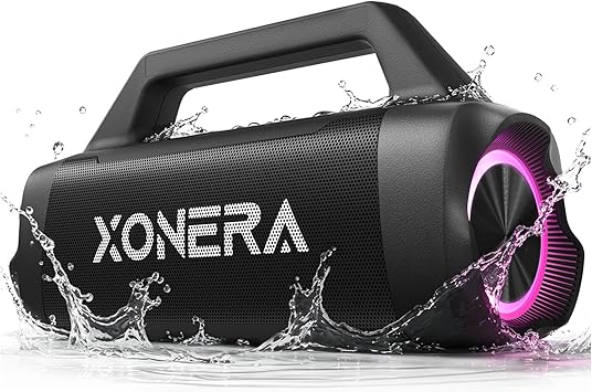 Speakers Bluetooth Wireless, 80W Peak Loud Outdoor Speaker with Bass, 20H Playtime, IPX6 Waterproof, TWS，BT5.3, Portable for Camping Hiking Boating Pool Beach(Black)