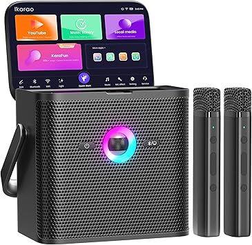 Ikarao Karaoke Machine for Adults, with Lyrics Display Screen, 32GB Karaoke Tablet, 2 Wireless Microphones, Karaoke Speaker with Autotune EQ, Connect TV, Portable Karaoke System for Home Outdoor Party