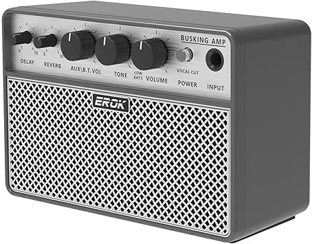 EROK Mini Electric Guitar Amp, Portable Amplifier with 3.5mm Headphone/AUX Input, Compact Design for Practice & Small Gigs (Acoustic Busking Amp)