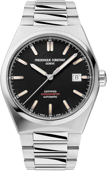 Frederique Constant Mens Swiss Automatic Highlife COSC Silver-Tone Stainless Steel Watch with Bracelet and Additional Black Nubuck Leather Strap, Style: FC-303BBG3NH6B
