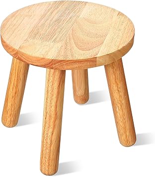 Kifmurase Solid Wood Step Stool for Adults, 9 Inch Multi-Use Wooden Round Stool for Bathroom Playroom Living Room, Four Legged Sitting Stools Small Chairs for Classroom