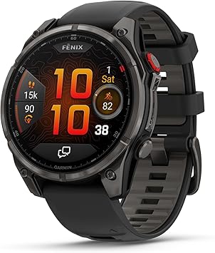 Garmin fēnix® 8 Pro, 51mm, AMOLED Display, Premium Connected Multisport GPS Smartwatch, inReach® Technology, Sapphire, Carbon Gray DLC Titanium with Black/Pebble Gray Silicone Band
