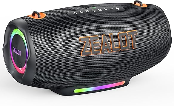 ZEALOT 120W(Peak) Bluetooth Speaker with Deep Bass, Portable Wireless Speaker with RGB Light, IPX6 Waterproof Outdoor Speaker, 24000mAH, USB/TF, Stereo Pairing, Party Speaker for Camping Beach Home