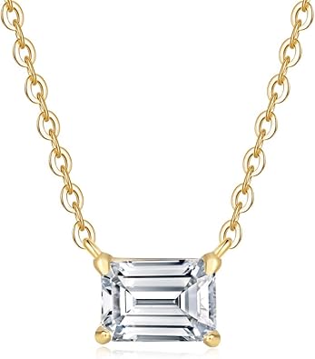 S925 Sterling Silver 1ct Emerald Diamond Pendant Necklace for Women, D-Color VVS1, Ideal for a Wife Gift