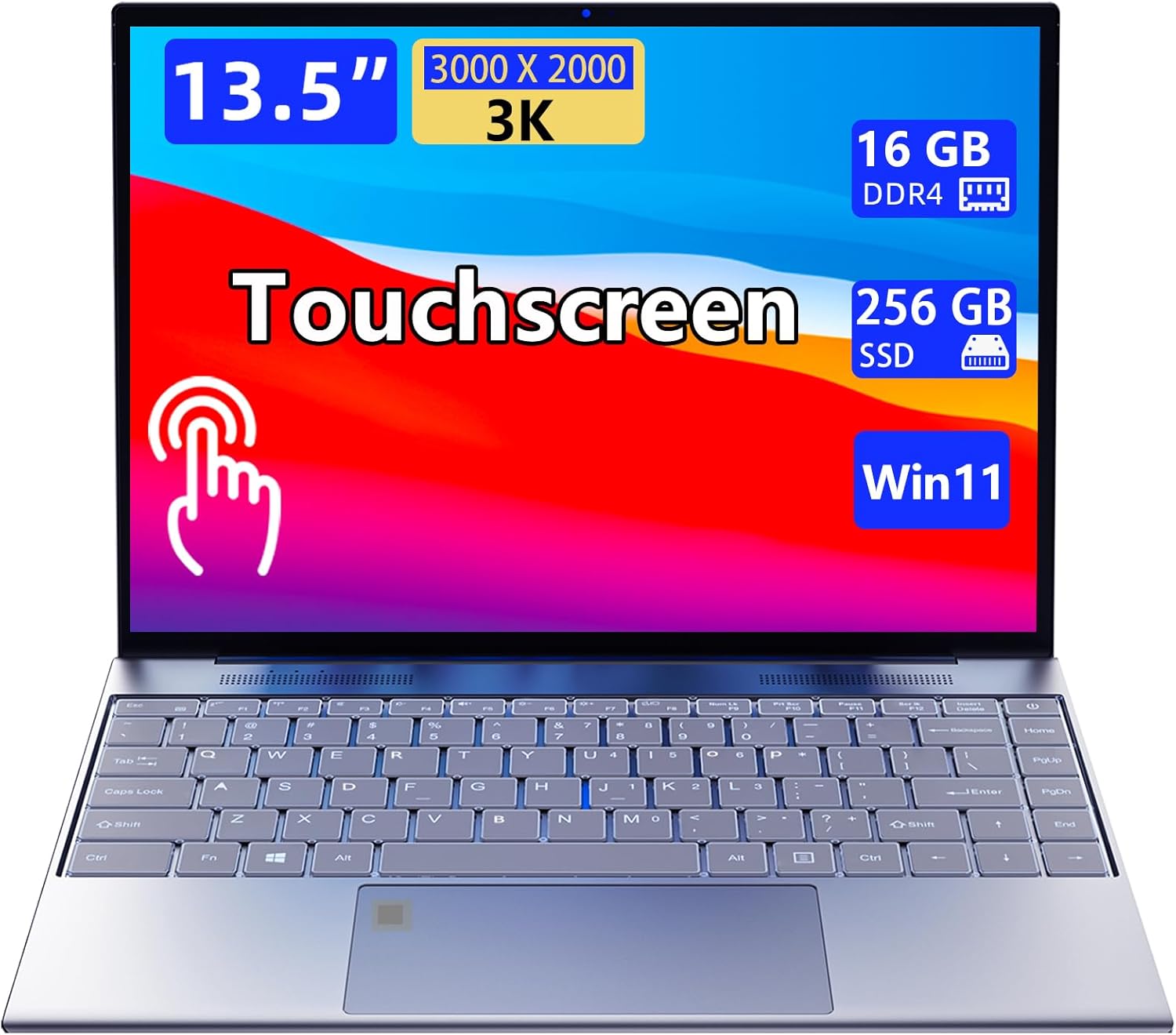 Laptop 16-inch , 8GB DDR 256GB SSD portable laptop computer, expandable to 1TB, Pentium quad-core CPU up to 2.64 GHz, 9000mAh battery, interface, USB3.0 interface, dual-band WiFi, webcam, slim laptops