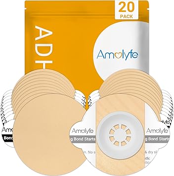 Libre 3 Sensor Covers Waterproof, 20 Pack Freestyle Libre 3 Plus Covers, Bump-Proof with Hard Cap, Waterproof Breathable Medical CGM Adhesive Patches, 14-Day CGM Protection (Beige)