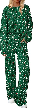 Ekouaer Pajama Sets for Women 2 Piece Lounge Sets Long Sleeve Sleepwear Top and Pants Cozy Pjs Loungewear with Pockets S-XXL