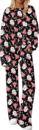 Ekouaer Pajama Sets for Women 2 Piece Lounge Sets Long Sleeve Sleepwear Top and Pants Cozy Pjs Loungewear with Pockets S-XXL