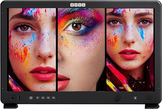 osee Mega 22S4 22inch Horizontal/Vertical Multi-View Production Monitor, 1500nits 1100:1 Broadcast Monitor with 3 * 4K60 + 3 * 3G-SDI Inputs, 10-bit IPS Panel, 1920x1080, Split Screen Mode, 3D Lut