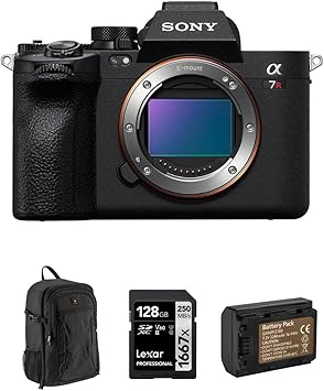 Sony Alpha a7R V 61.0MP Full Frame Mirrorless Digital Interchangeable Lens Camera Body - Bundle with 128GB UHS-II SDXC Memory Card, Alpine 200 Backpack, Extra Battery (Renewed)