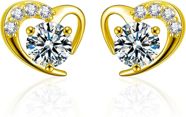 0.5ct Diamond Studs Earrings for Women,D-Color VVS1,14K Gold Heart Design Earrings,Ideal for Anniversary