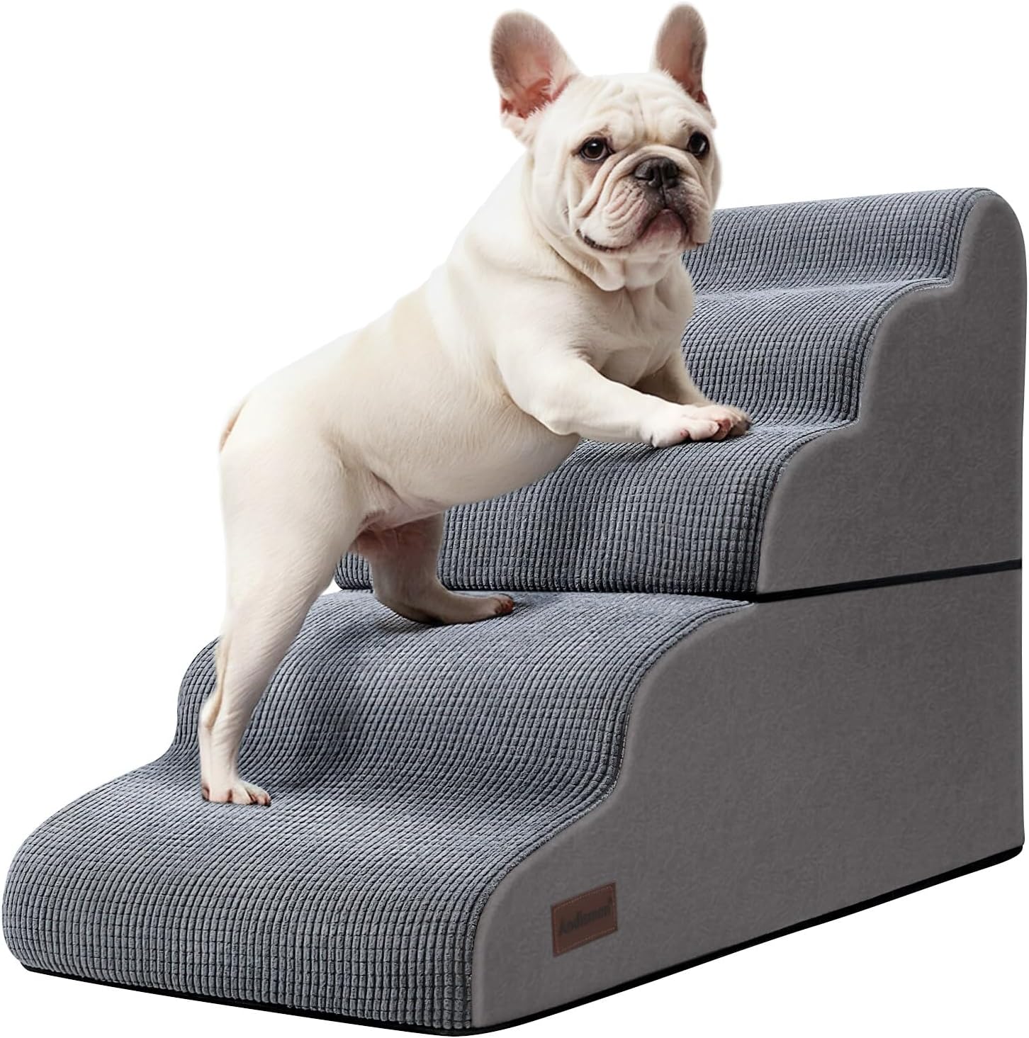 Aodisman 3-Step Dog Ramp and Stairs for Sofa and Chair - Non-Slip Sturdy Pet Steps for Small Dogs and Cats,15.7" H,Khaki