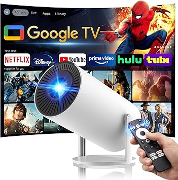 [320ANSI/Google Store/Voice Control] Smart Projector with WiFi and Bluetooth, 10,000+ Apps, Pericat 4K UHD Home Theater Portable Mini Movie Projector, Indoor & Outdoor Use [180° & Netflix-Compatible]