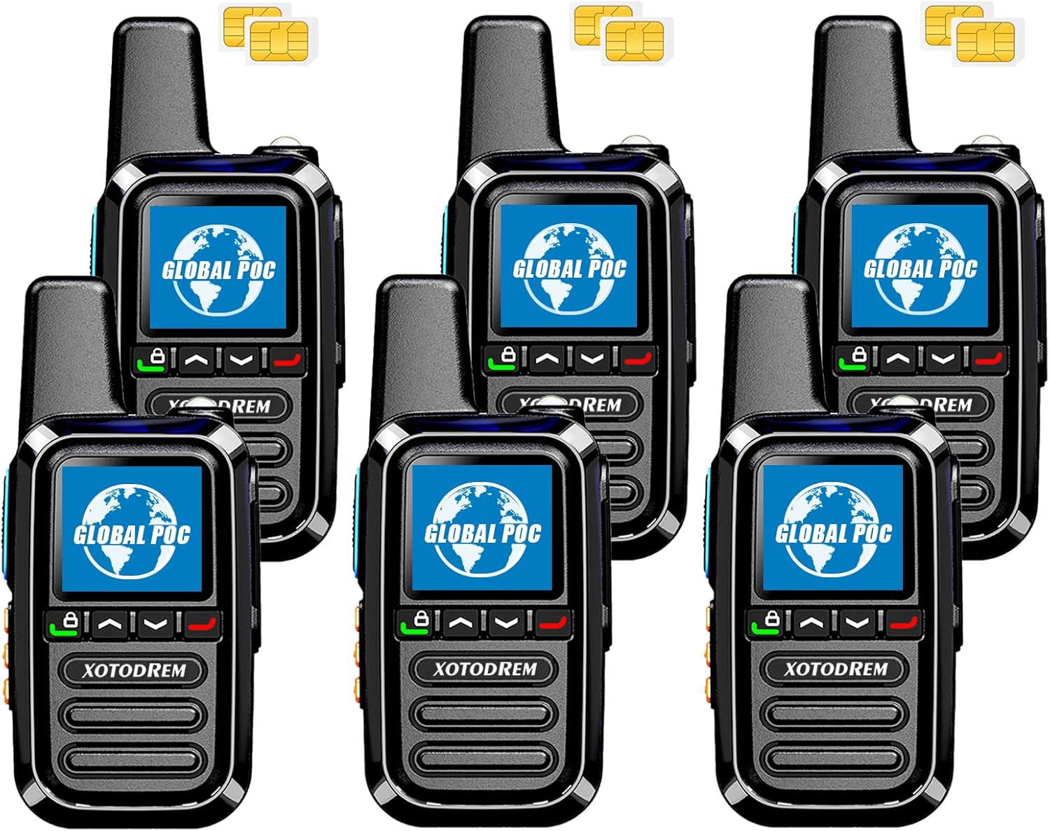 Global Lifetime Free Walkie Talkies Unlimited Range 4G LTE PoC(Push-to-Talk Over Cellular) Radios Nationwide PTT Two Way Radios Long Distance for Family, Logistics, Company 3pcs with sim Card