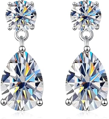Diamond Drop Earrings for Women S925 Sterling Silver,2.5ct Waterdrop Prong Setting,D-Color VVS1,Gift for Wife Valentine Day