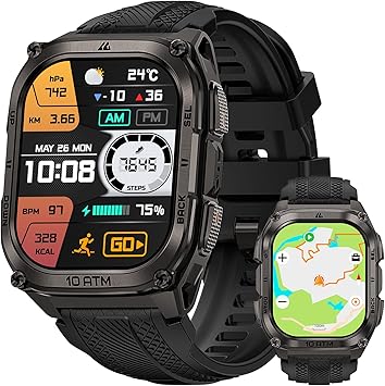 KOSPET Tank M4 Smart Watch for Men, Full Stainless Steel, GPS & Offline Maps, 10ATM Waterproof 45m Freediving, 50-Day Battery, Bluetooth Calls, 24/7 Heart Monitor, for Android & iOS