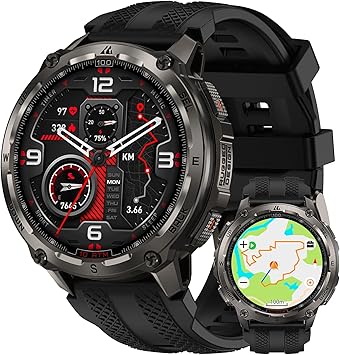 KOSPET TANK T4 Smart Watch for Men, Full Stainless Steel, 6 Satellite GPS & Offline Maps, 100M Waterproof 45m Freediving, 50-Day Battery, Bluetooth Calls, 24/7 Heart Rate/Sleep Monitor