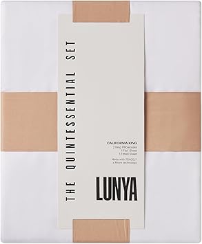 Lunya Complete Bedding Set - Luxury Flat and Fitted Tencel Lyocell Sheets with Pillowcases - Breathable, Cooling, Made with 800 Thread Tencel Fibers - White California King Sheet Sets