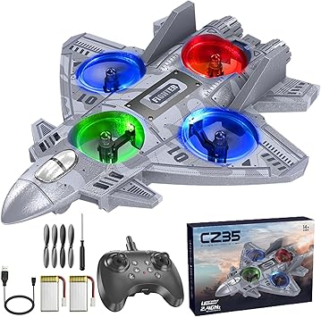 RC Plane Remote Control Airplane Drone for Kids Ages 8+, RC Planes Foam Airplanes for Adults Kids, Fighter Jet Toy with Lights 360°Flip and 3 Speed Modes, Airplane Toys Gifts for Teenage Boys
