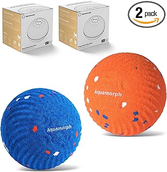 2 Pack Interactive Dog Balls - Auto Moving Bouncing Vibrating Washable Dog Toys for Large Medium Dogs, Type-C Rechargeable, Blue and Orange, Ripple Pattern