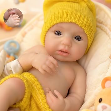 OtardDolls 13 Inch Soft Full Silicone Baby Doll Girl Washable Handmade Real Dolls Set Open Eyes