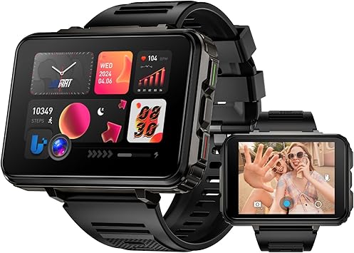LOKMAT 4G SIM Card Smart Watch, 6GB+128GB Android Smartwatch Phone Call, 2.4" Large Screen Sport Watch 1500mAh Dual Camera WiFi Bluetooth GPS Smart Watches for Men