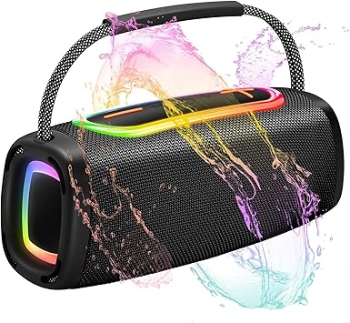 Bluetooth Speaker 60W, 36H Playtime 6000mAh BT5.4 Portable Wireless Speaker with Loud Stereo Sound, IP6 Waterproof, Portable Speaker with RGB Multi-Color Rhythm Lights for Outdoor/Home/Party as Gift