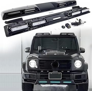Gloss Black Roof Top Light Bar Fits for Mercedes Benz G Class W464 G63 G500 550 2019 2020 2021 2022 2023 2024 2025 Spotlights with 4 LED DRL Lamp Exterior Accessories Super Bright