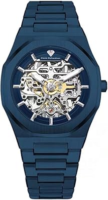 PIERRE RICHARDSON PR5721 Men’s Skeleton Watch, Silver Stainless Steel, Automatic, 41mm, Sapphire, 5ATM