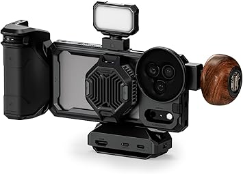 Tilta Khronos Ultimate Kit Compatible with iPhone 17 Pro Max– Black| Focus PD Handle with Battery | USB-C Hub with HDMI & ARCA Plate | Cooling Module | 58mm ND Filter Tray | LED Light