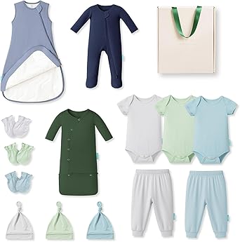 PurComfy Bamboo Newborn Clothes Gift Set: 14-Piece Layette with Sleep Sack, Baby Essentials — Bamboo Lover Set