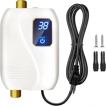 110V Tankless Water Heater Electric, 3000W Tankless Electric Water Heater Instant, Under Sink Water Heater with Digital Display, On Demand Hot Water Heaters Electric for Kitchen Washin Bathroom.