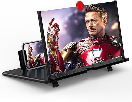 20"Screen Magnifier for Cell Phone,Mobile Phones 3D Magnifier,Screen Expanders for Movies, Videos, and Gaming, Foldable Phone Stand with Screen Amplifier,Birthday Gifts for Mother Father & Kids(Black)
