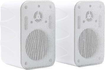 3.5 inch Outdoor Speakers Wired, Waterproof Wall Mount Speakers, Ideal for Patio, Poolside, Garage, Pair, White