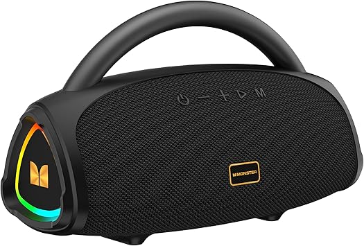 Monster Prism Pro Bluetooth Speaker, Portable Wireless Speaker, 60W True Wireless Stereo, 24H Playtime,TWS Pairing, Bluetooth 6.0, RGB Lights, AUX,USB & TF-Card Input, for Outdoors/Beach/Travel