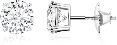 Scottsdale Diamond 14K Gold 0.5 to 4 Carat Certified Lab Grown Diamond Stud Earrings for Women Her Round Cut 4 Prong Screw Back Fine Jewelry (E/F Color, VS1-VS2 Clarity) Graduation | Mothers Day | Ann