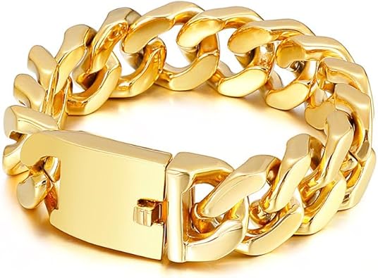 18K gold men's Cuban luxury bracelet, 32mm wide gold chain, designed for confident people, high-end jewelry gift for men, Christmas gift