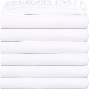 GOLD TEXTILES Queen Fitted Sheet 6 Pack (60x80 + 15”) - Soft Brushed Microfiber Deep Pocket Bottom Sheets—Hotel Quality, Breathable, Wrinkle & Fade Resistant Bedding for Home, Salons (6, White, Queen)