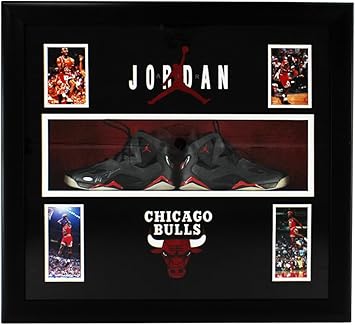 Michael Jordan Autographed/Signed Chicago Shadowbox Framed Black Jordan Shoes - Upper Deck Authenticated
