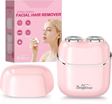Brightup Facial Hair Removal for Women - Painless Electric Face Shaver for Peach Fuzz & Sensitive Skin, USB-C Chargeable Hair Shaver for Upper Lip & Chin,IPX7 Portable for Smooth Skin at Home & Travel