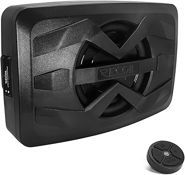 RECOIL RWAS8 8-Inch Waterproof Active Subwoofer with 8 Inch Passive Radiator for UTV, ATV, Golf Carts, Marine 400W Max, Bar/Surface Mount, All-Weather Bass Boost
