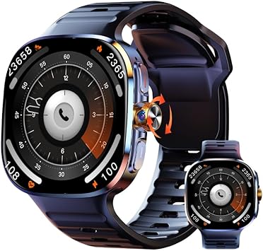 Dual-System Smart Watch with 2.4" AMOLED Bezelless Display, Rotatable Camera, Android Support, GPS, 2100mAh Ultra-Long Battery, IP67 Waterproof for Men and Women (Black)