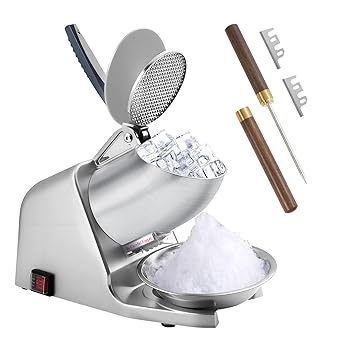 186 lbs/h Dual Blade Ice Shaver Machine, with Extra Blades & Ice Pick, 300W Electric Ice Crusher for Home Use & Commercial, Shaved Ice Machine, ETL-Listed, Silver