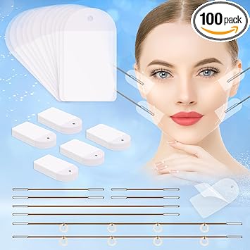 Neck Tape Lifting Invisible,Face Tape Lifting Invisible 100PCS Face Lift Tapes and Bands with 8 Strings Facelift Tape for Face,Neck Tape Lift Turkey for Sagging Skin Double Chin Jowls Eyes Woman