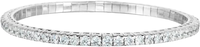Sparkles 1-5 Ct Lab Grown Diamond Tennis Flexi Bangle for Women in 14K Gold, EF-VS Clarity, 4 Prong Lab Created 1-5 cttw Round Diamond Tennis Bangles, Premium Collection or Jewelry Gift