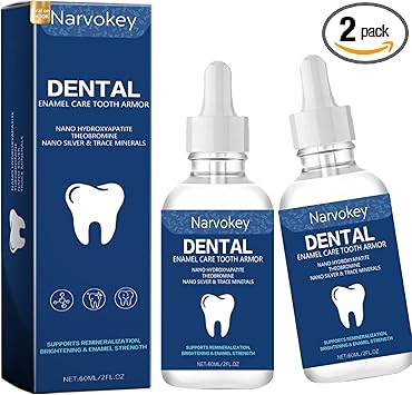 Cavity Healing Tooth Armor Transparent Enamel Strengthening Formula Drops with Hydroxyapatite, Daily Oral Care Solution for Cavity Defense and Gum Health, 2 Count